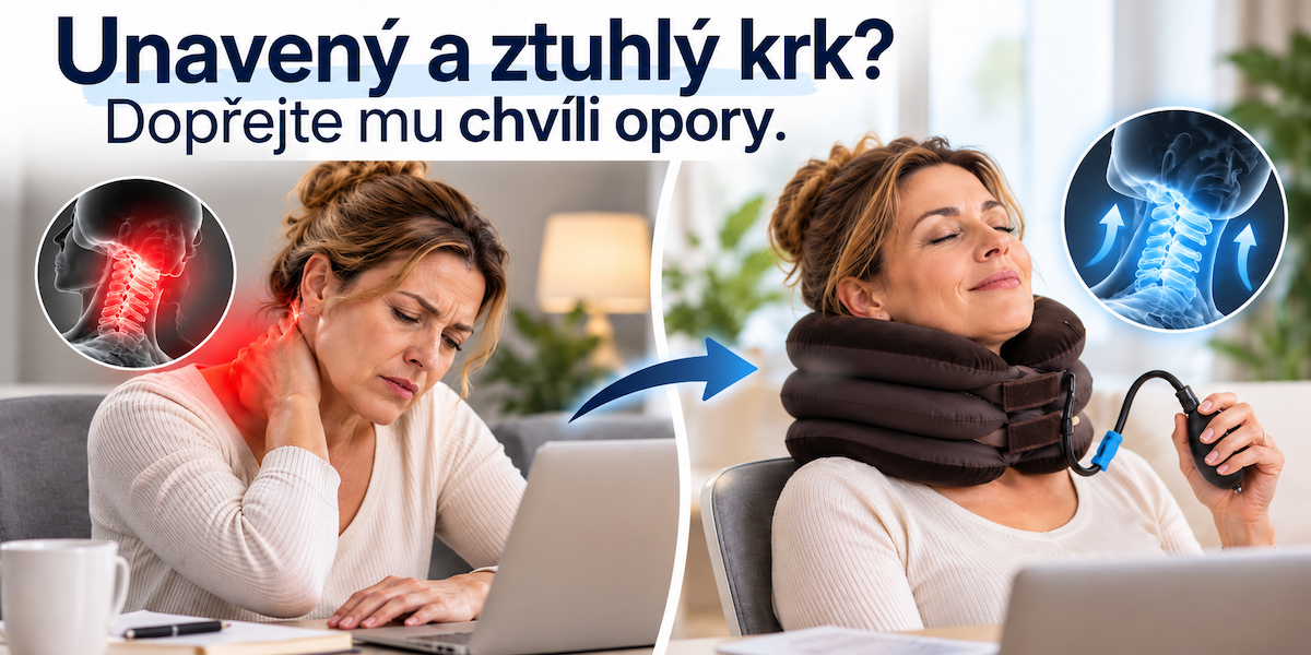 Unavený a ztuhlý krk – nafukovací polštář na uvolnění krku